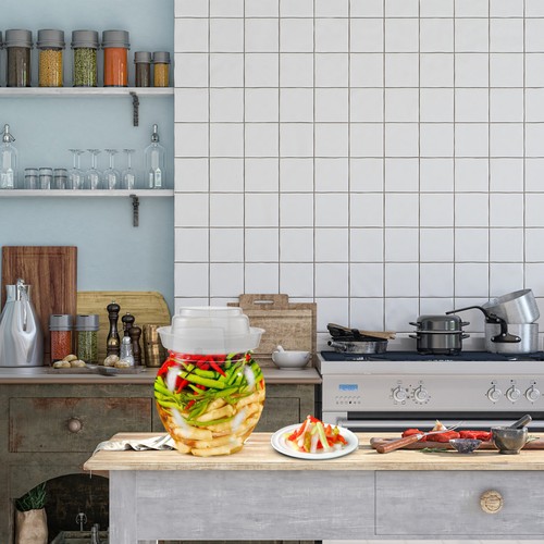Tarros de cocina de almacenamiento de 2 unidades de kimchi para decapado con tapa hermética - Imagen 8 de 12