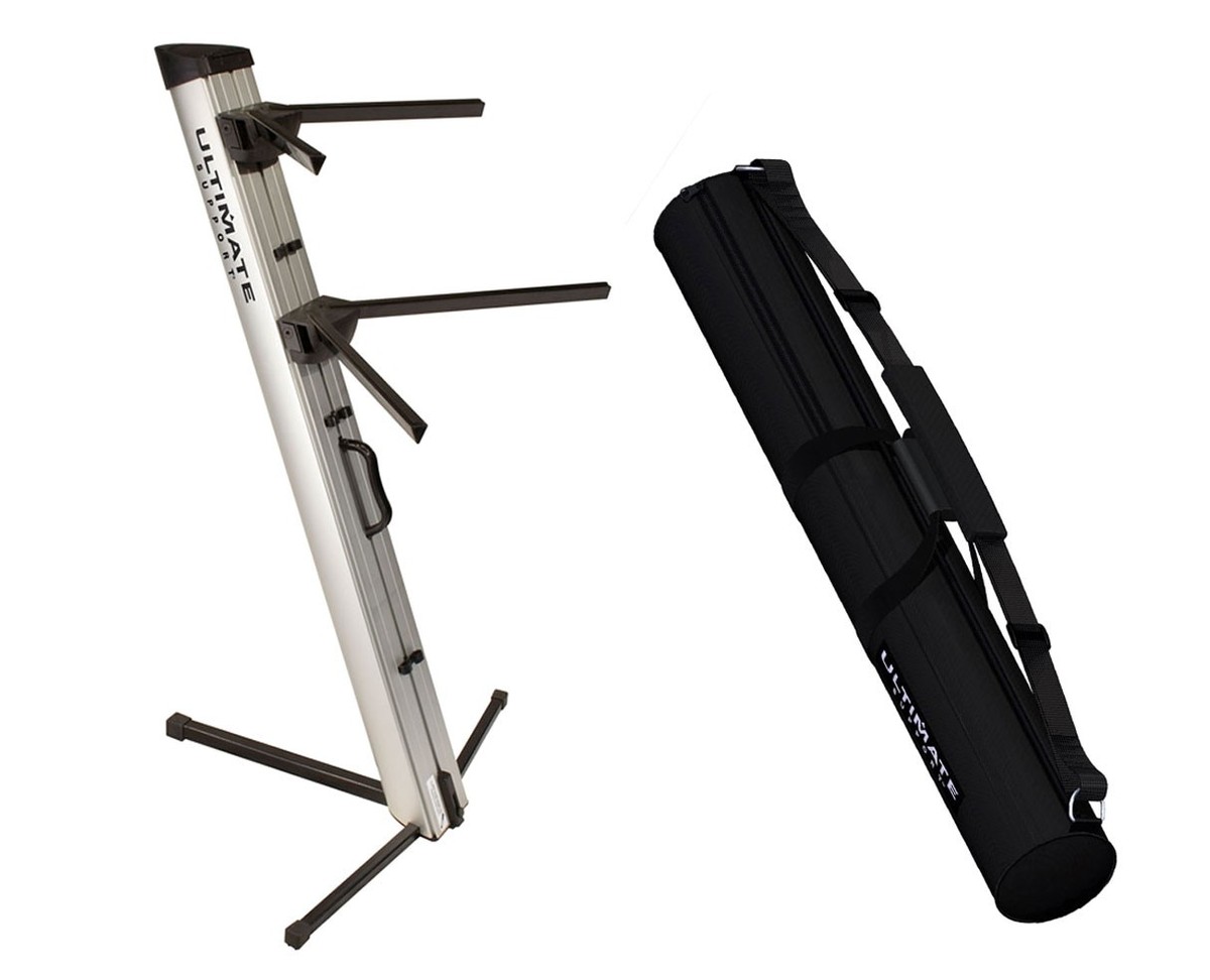 Ultimate APEX AX-48 Pro Silver Two-Tier Column Keyboard Stand +
