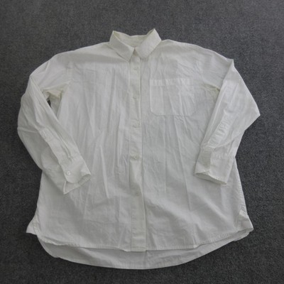 Jenni Kayne Shirt Womens S White Collared Button Front Long Sleeve Cotton Top