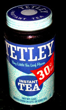 Vintage Tea Brown Jar With Blue Lid 3 oz empty