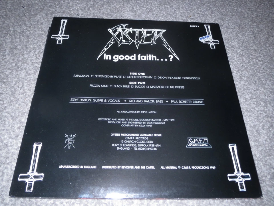 XYSTER -IN GOOD FAITH ?- AWESOME RARE FIRST PRESS VINYL LP 1989 EXODUS SLAYER - Image 2 of 4