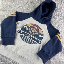 Super Mario Sweatshirt Youth 6 Blue Gray Yellow Hoodie Pullover Bros Video Games