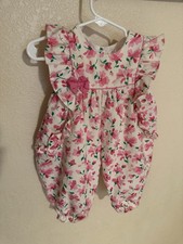 Vintage flowered bubble w/ruffles romper