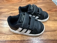 Adidas Grand Court Black White Sneaker Size 4 Toddler Black Leather