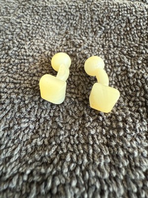 Vintage Yellow Bakelite Style Barbell Cufflinks   Art Deco Era 1  Long