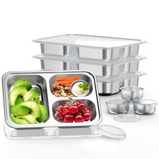 Stainless Steel Divided Plate for Kids Toddler, Non Toxic Portion Control Pla...