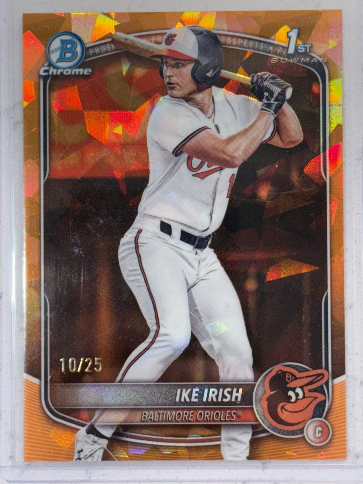 Ike Irish 2025 Bowman Draft Sapphire 1st Bowman True Color Match Orange #10/25!