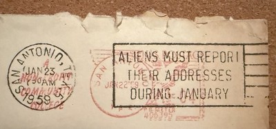 Antique Ephemera 1959 Eisenhower s Immigration Act Postal Stamp Cancellation