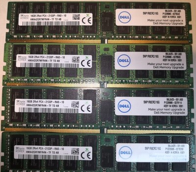 SK Hynix 64GB 4x16GB PC4-2133P 17000 DDR4 HMA42GR7MFR4N-TF ECC REG DELL Memory