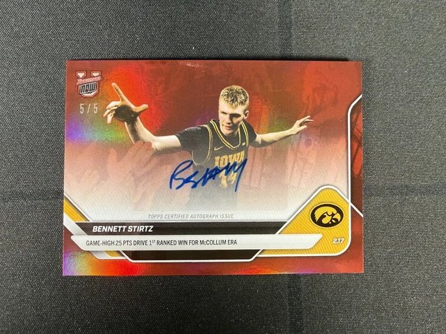 Bennett Stirtz 2025-26 Bowman U NOW Basketball Card 77 Red Foil Auto 5/5