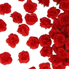 100 PCS Mini Red Roses Artificial Flowers Bulk 1.9 Inch Small Silk Fake
