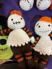 Huggable Pumpkin. Homemade Crocheted Stuffed Item. Glued Safety Eyes Eyes. New