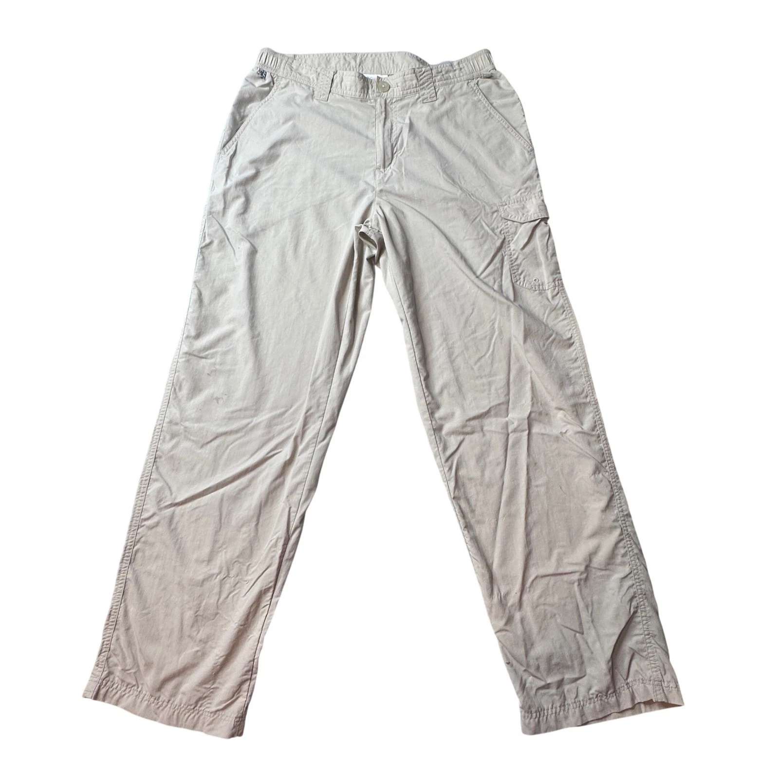 Columbia Cargo Pants Men 32x28 Beige Ripstop Nylon Hiking Outdoor Straight Leg