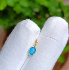 Natural Apatite Pendant, Oval Gemstone Pendant 18k Yellow Gold Charm Pendant