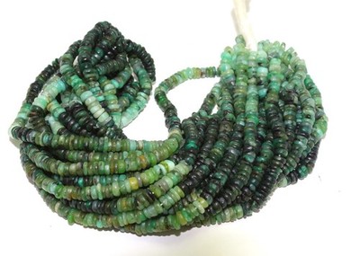 Emerald Shaded Heishi Wheel Beads 5-6mm 16 Inch Strand Smooth Gemstone Beads