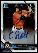 2018 Bowman Draft Chrome Pick Autographs Connor Scott Auto Miami Marlins