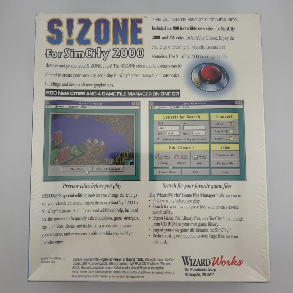 S!ZONE: For SimCity 2000, 1995, Big Box, New & Sealed - Image 3 of 4
