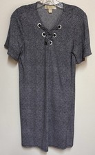 Michael Kors Women’s Dress Medium Blue & White Patterned Short Sleeve  Lace-Up