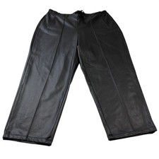 Simply Vera Vera Wang Faux Leather Pants Women XL Black Excellent Pintuck Taper