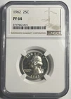 1962 PROOF WASHINGTON SILVER QUARTER GRADED NGC PR64