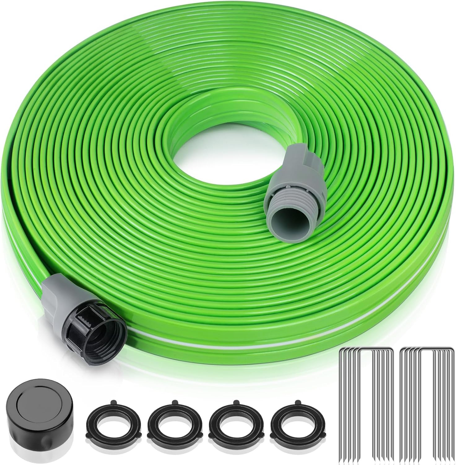 Heavy Duty Sprinkler Soaker Hose 50 FT, Flat Garden Hose wit