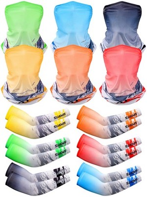 6 Sets UV Sun Protection Arm Sleeves for Men Face Cover Cooling Neck Gaiter U...