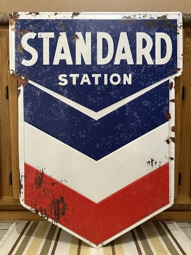 Standard Gas Station Sign Oil Garage Tools Parts Vintage Style Wall Decor 35”