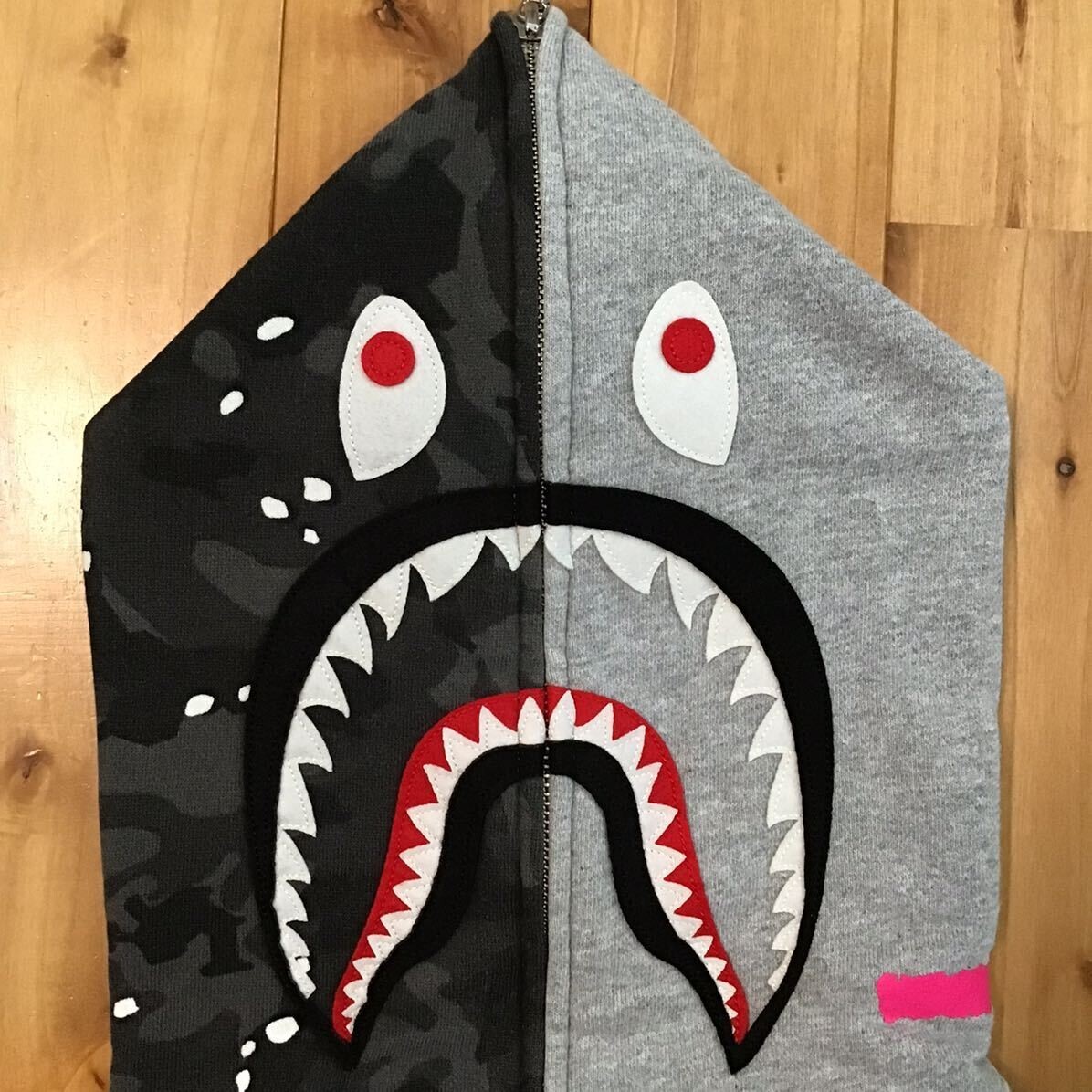 STUSSY BAPE Camo Shark Full Zip Hoodie Gray A Bathing Ape Size S
