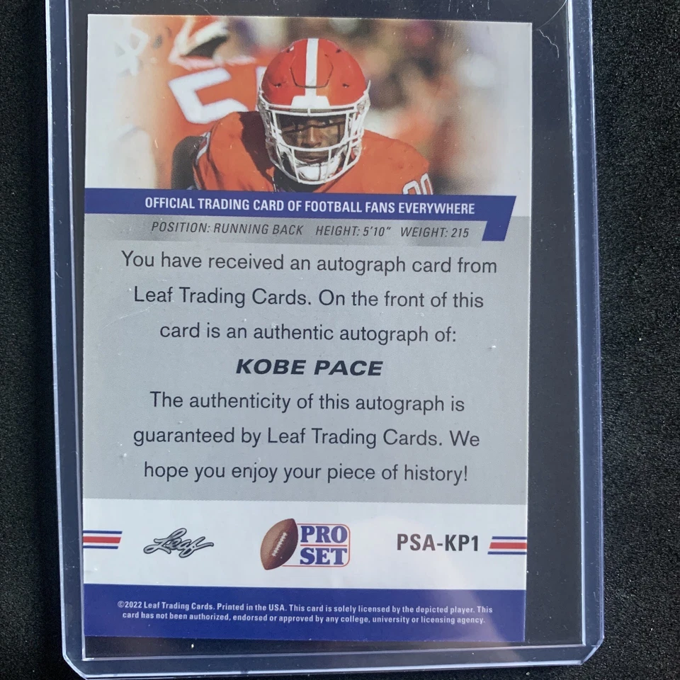 2022 KOBE PACE LEAF PRO SET RED AUTO ROOKIE XRC #PSA-KP1  CLEMSON TIGERS - Image 2 of 3