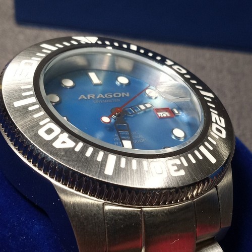 Aragon Divemaster II Men's Automatic Watch Blue Abalone Dial A335 45mm, 24 Jewel - Picture 7 of 15