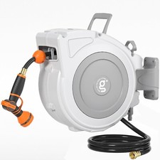 Giraffe Tools Retractable Garden Hose Reel 65'x1/2" Water Hose Reel Wall-Mounted