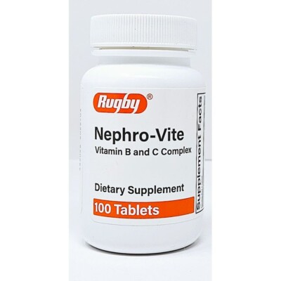 Rugby Nephrovite B and C Complex Supplement Tablets 100ct -Expiration 09-2027