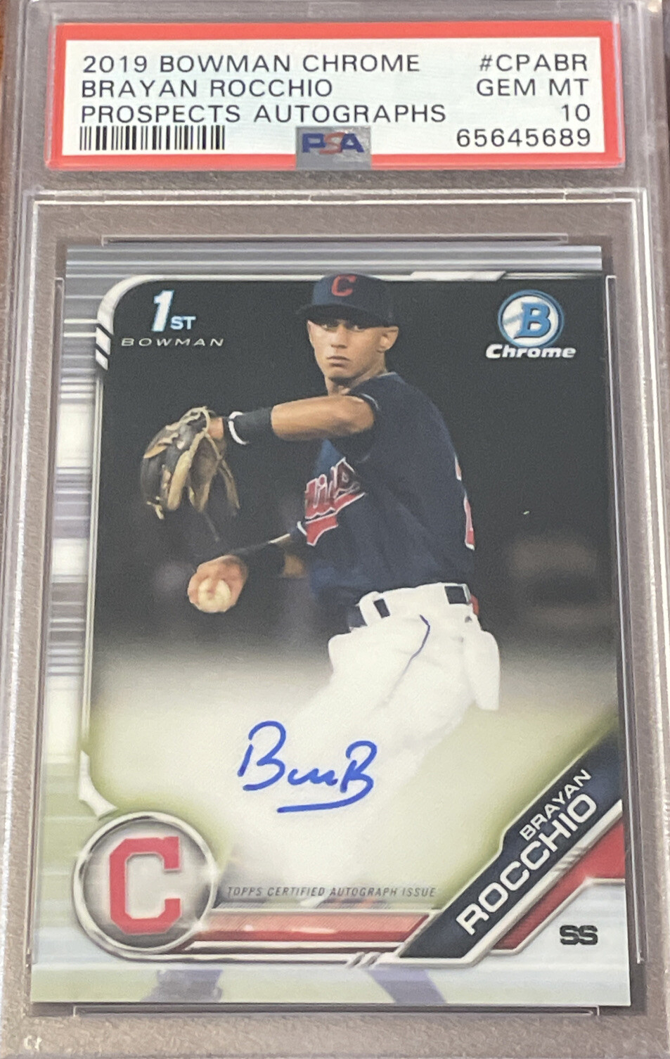 2019 Bowman Chrome Prospects Brayan Rocchio #CPA-BR Auto PSA 10 Gem Mint 💎
