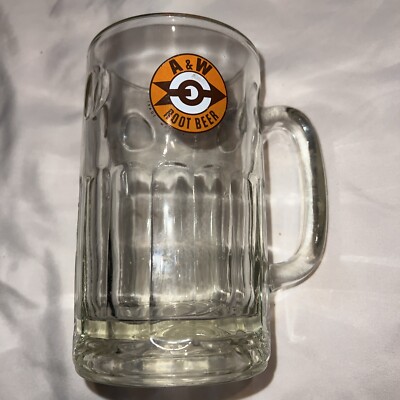 A&W AW Root Beer Glass Mug Bullseye Arrow Target Logo Heavy 5 3/4 
