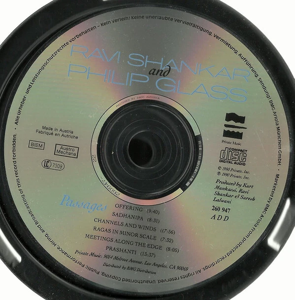 Ravi Shankar And Philip Glass - Passages (CD, Album) (Very Good Plus (VG+)) - 31