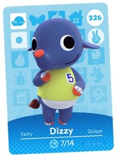Dizzy 326 - Amiibo Card - Animal Crossing Series 1 - Authentic Nintendo