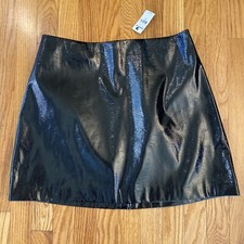 NWT Express Black Shiny Faux Leather Skirt 12 49.50