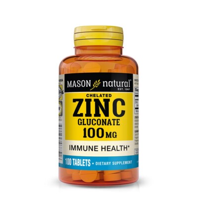 ZINC from 100mg Zinc Gluconate Immune Health Prostate 100 TABLETS MASON NATURAL