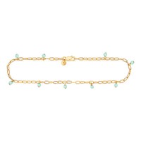 Cai FußKette 925 Silber Vergoldet FußKettchen Damen Amazonit Gliederkette Neu