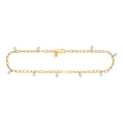 cai Fußkette 925 Silber vergoldet Fußkettchen Damen Amazonit Gliederkette NEU