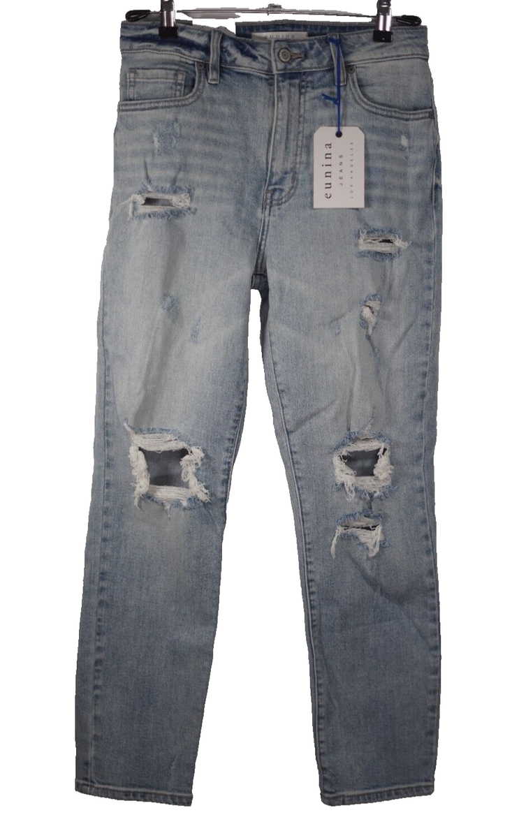 【EEUN】Mono Stitch Denim Mini Zazou - Denim And Regenerated Leather Mini Skirt - Mid Blue