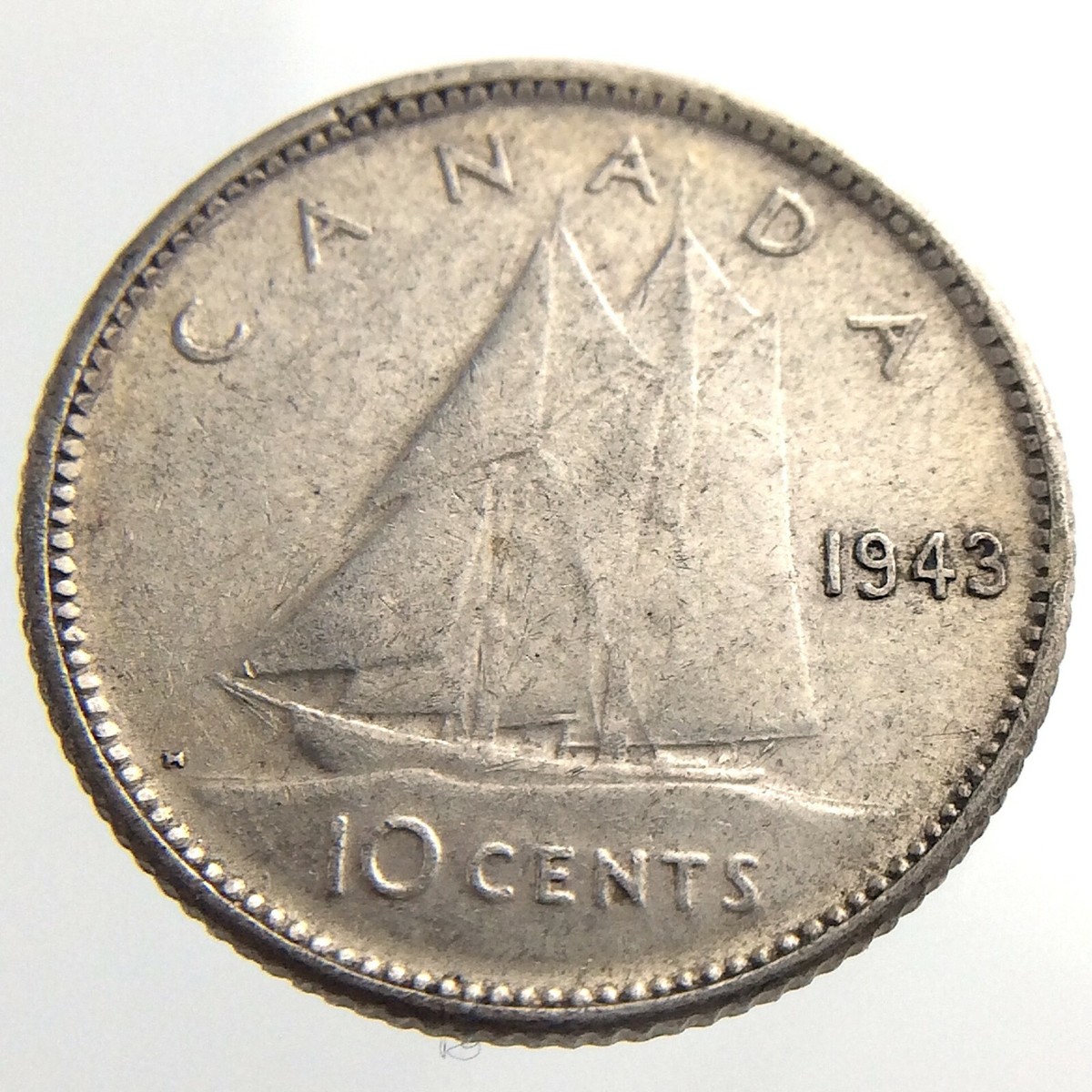 1943 Canada 10 Cents Silver Dime Circulated George VI Ten Cent