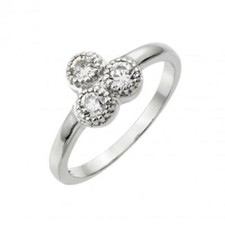 Sterling Silver 3 CZ Stones Triangle Design Ladies Ring
