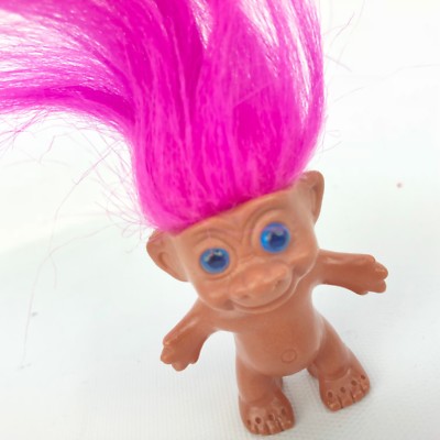 Vtg Troll Neon Pink Hair Blue Eyes Troll Doll Made In Korea Pencil