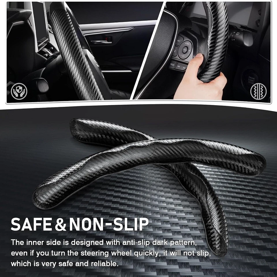 Universal Carbon Fiber Car Steering Wheel Booster Cover Non-Slip Car Accessories - Image 3 of 4