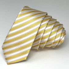 Skinny Silk Yellow Stripe Necktie Men Youth Birthday Father  s Day Gift Silk Tie