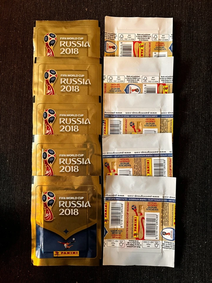 PANINI 10 POCHETTES PACKETS WORLD CUP RUSSIA 2018 PINK BACKSIDE SEALED NEW - Photo 1/1