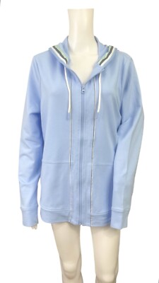 Kim Rogers Full Zip Hooded Jacket XL Blue Cotton Blend Pockets - Main Image