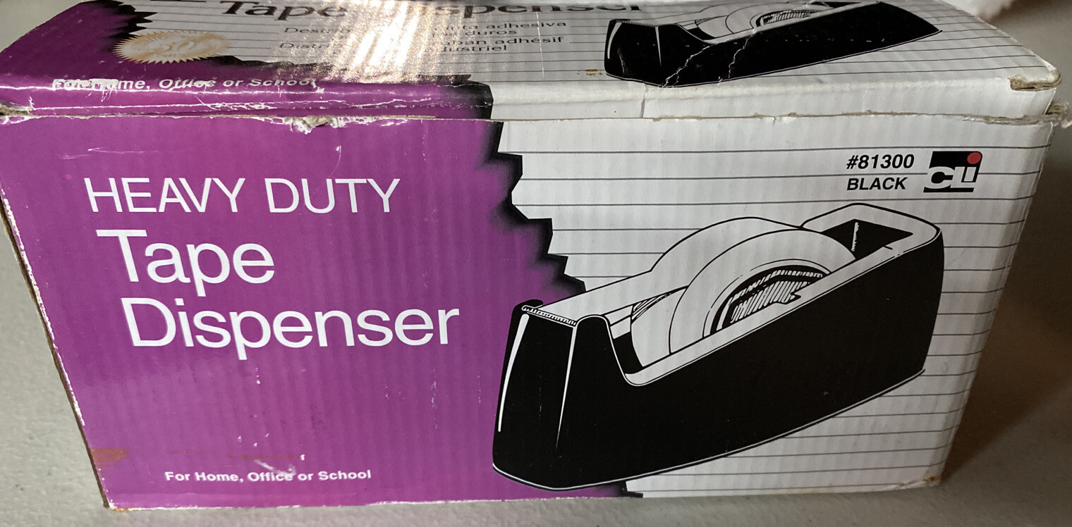 CLI #81300 Black Heavy Duty 1” & 3” Core Tape Dispenser Weighted Non-skid Base-image