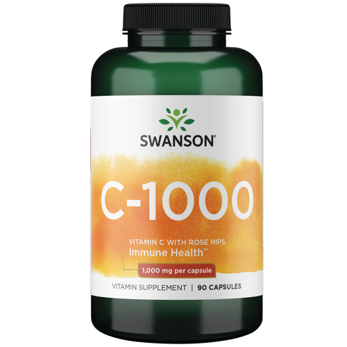 Swanson Vitamin C with Rose Hips Capsules, 1,000 mg, 90 Count - Picture 1 of 6